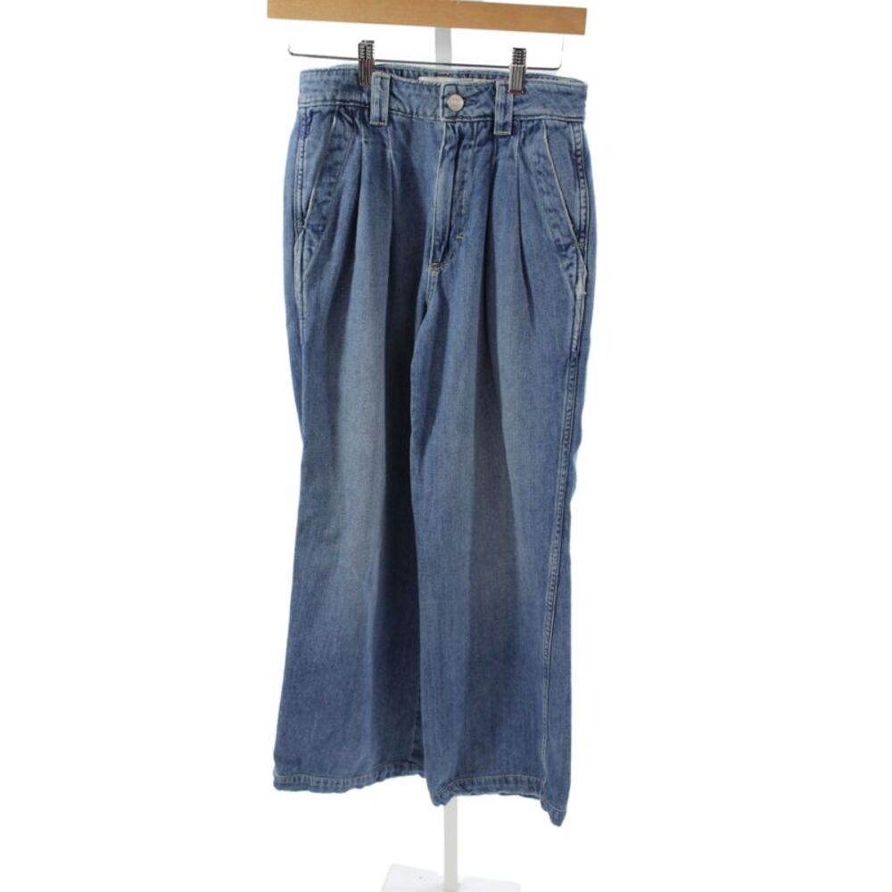 Amo Women Blue Wide-Leg High-Rise Jeans 28in 100% Cotton Size 23